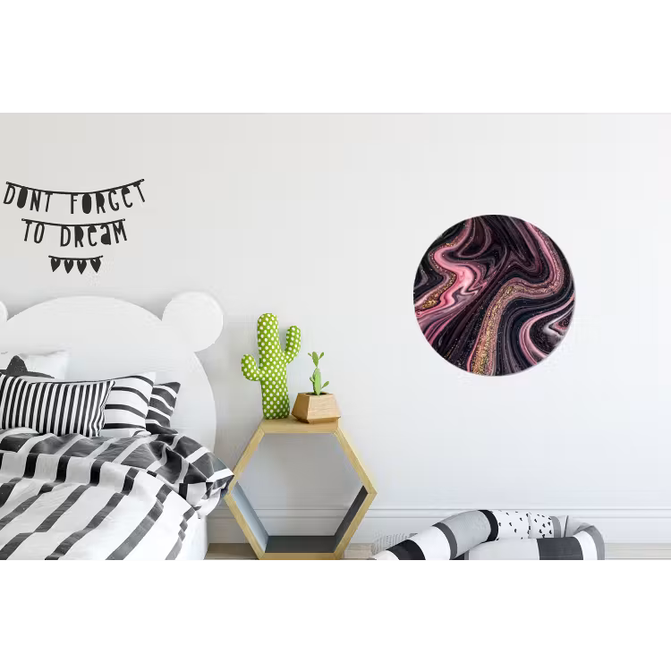 Marmerlook - Roze - Paars - Goud - Luxe - Marmer Wandcirkel aluminium klein -kinderkamer