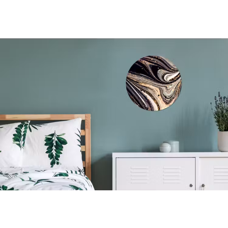 Marmerlook - Zwart - Goud - Wit - Glitter - Marmer Wandcirkel aluminium klein -slaapkamer
