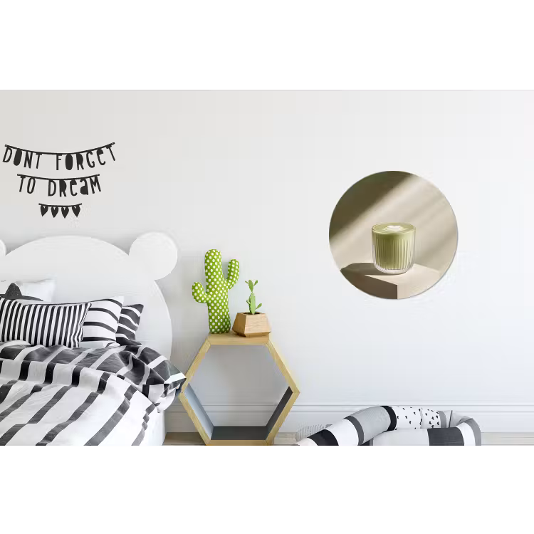 Matcha - Glas - Groen - Minimalistisch Wandcirkel aluminium klein -kinderkamer