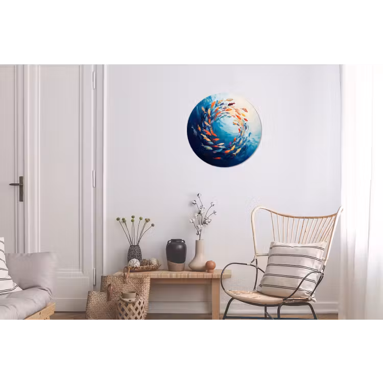 Zee - Vissen - Kleurrijk - Dynamisch Wandcirkel aluminium klein -woonkamer