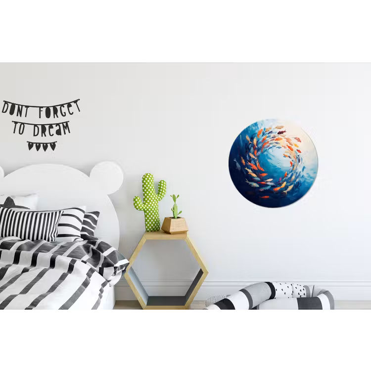 Zee - Vissen - Kleurrijk - Dynamisch Wandcirkel aluminium klein -kinderkamer
