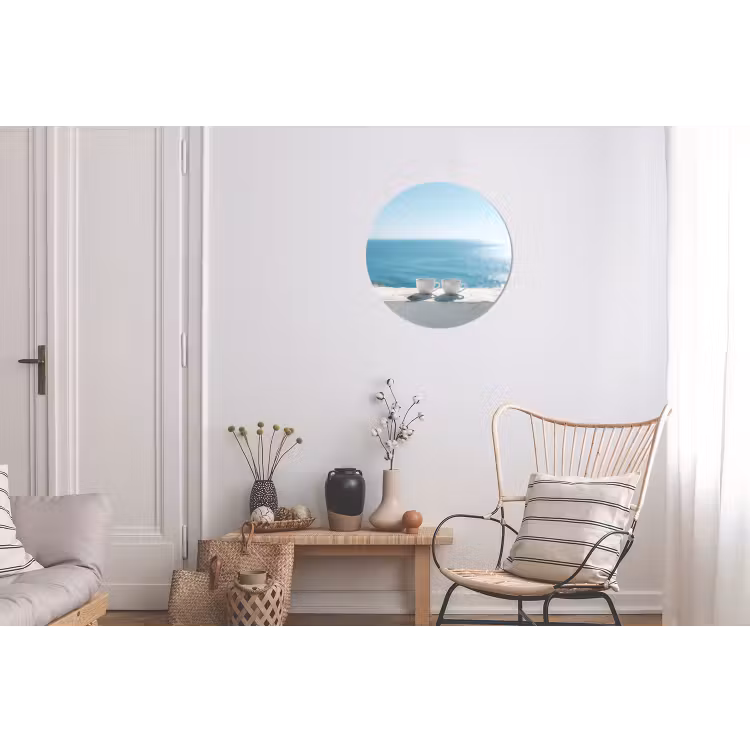 Zee - Koffiekopjes - Zomers Wandcirkel aluminium klein -woonkamer