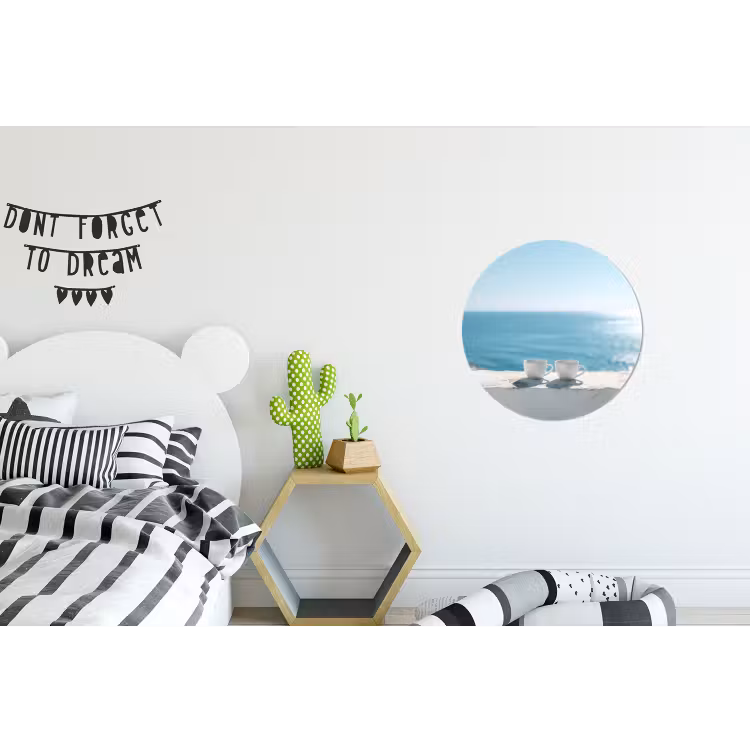 Zee - Koffiekopjes - Zomers Wandcirkel aluminium klein -kinderkamer