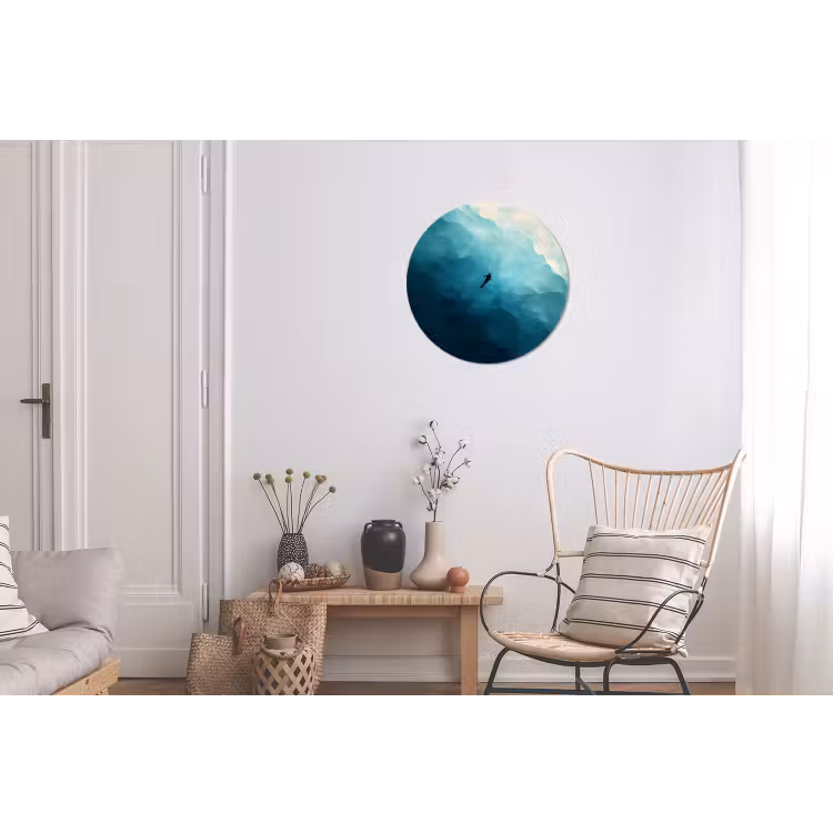 Zee - Silhouet - Abstract - Blauw Wandcirkel aluminium klein -woonkamer