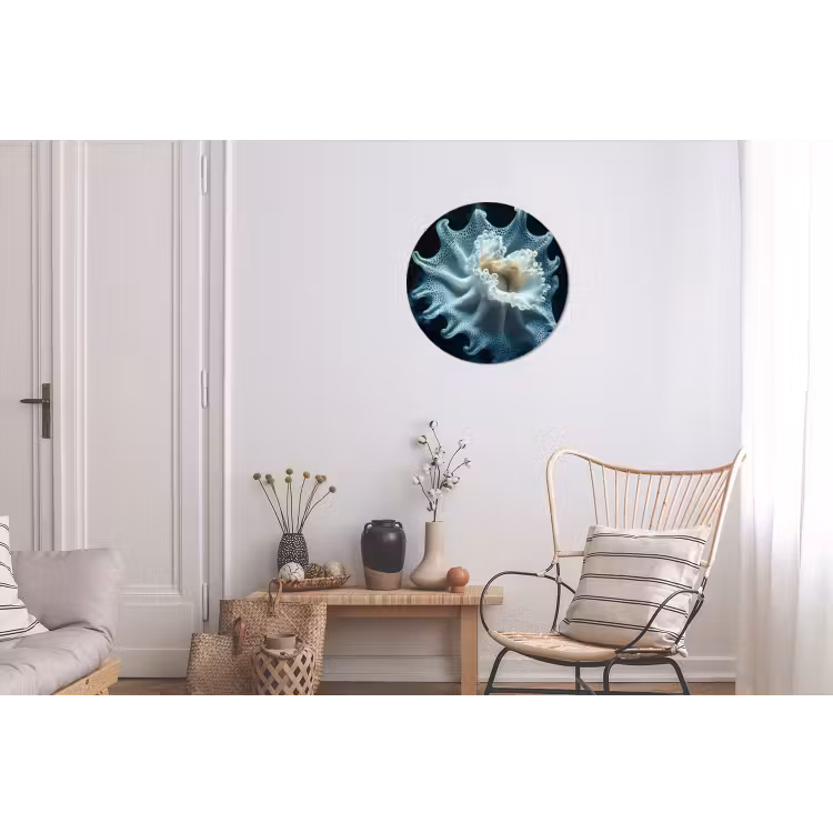 Zeewezen - Wit - Golven - Water Wandcirkel aluminium klein -woonkamer