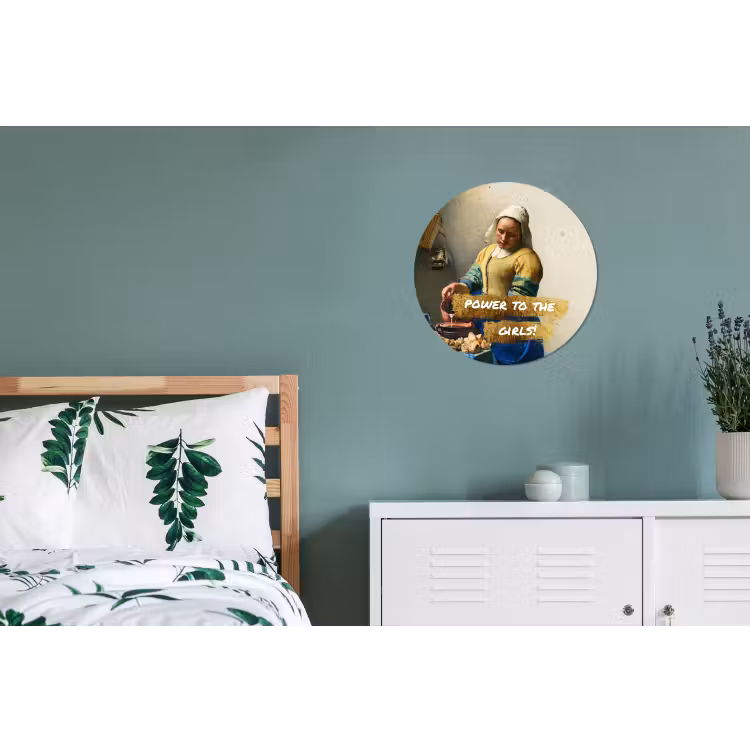 Melkmeisje - Goud - Quotes - Schilderij - Oude meesters Wandcirkel aluminium klein -slaapkamer