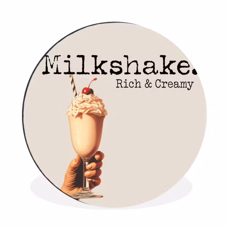 Milkshake - Kers - Rietje Wandcirkel aluminium klein -3d