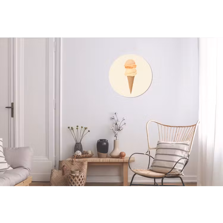 Minimalistisch - Schepijs - Hoorntje - Beige Wandcirkel aluminium klein -woonkamer