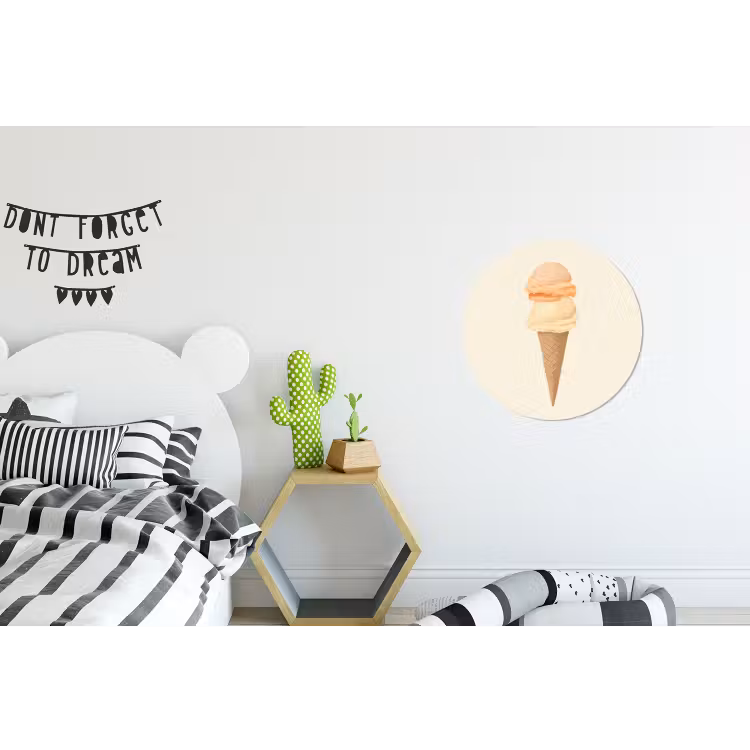 Minimalistisch - Schepijs - Hoorntje - Beige Wandcirkel aluminium klein -kinderkamer