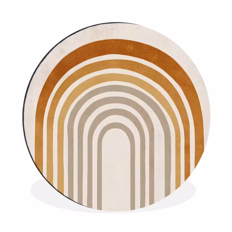 Minimalistisch - Boog - Lijnen - Beige Wandcirkel aluminium klein -3d