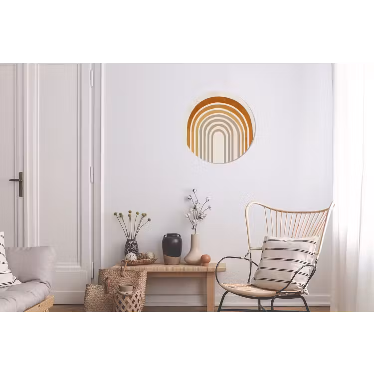 Minimalistisch - Boog - Lijnen - Beige Wandcirkel aluminium klein -woonkamer