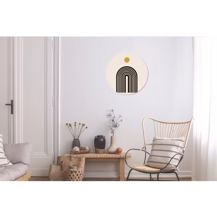 Minimalistisch - Zwarte boog - Gouden cirkel Wandcirkel aluminium klein -woonkamer