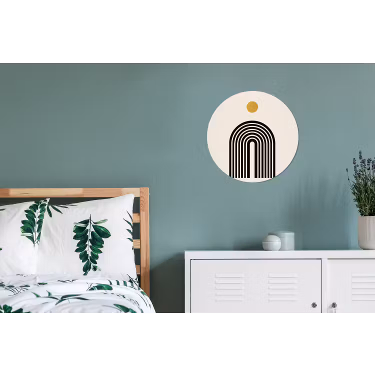 Minimalistisch - Zwarte boog - Gouden cirkel Wandcirkel aluminium klein -slaapkamer