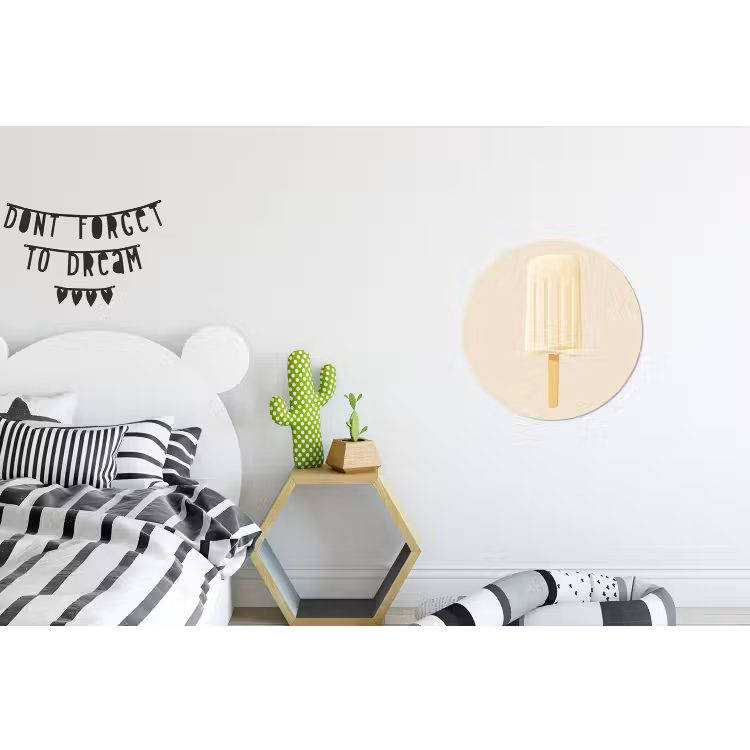 Minimalistisch - Waterijsje - Stokje - Beige Wandcirkel aluminium klein -kinderkamer