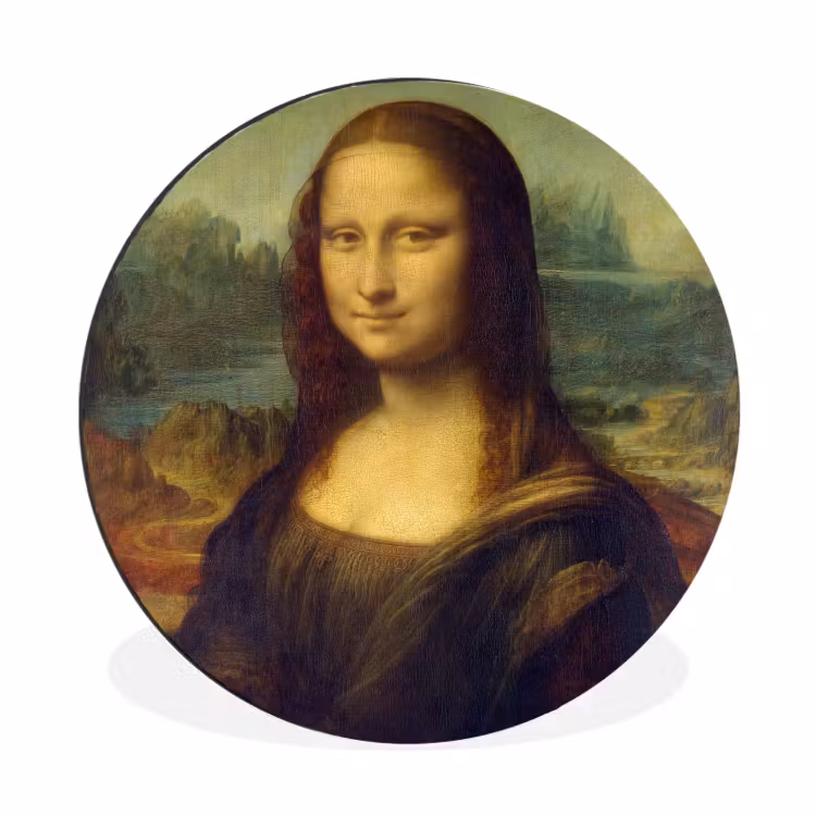 Mona Lisa - Leonardo da Vinci Wandcirkel aluminium klein -3d