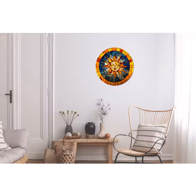 Mozaïek - Zon - Geel - Cirkel Wandcirkel aluminium klein -woonkamer