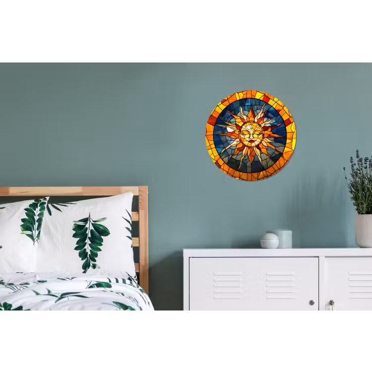 Mozaïek - Zon - Geel - Cirkel Wandcirkel aluminium klein -slaapkamer