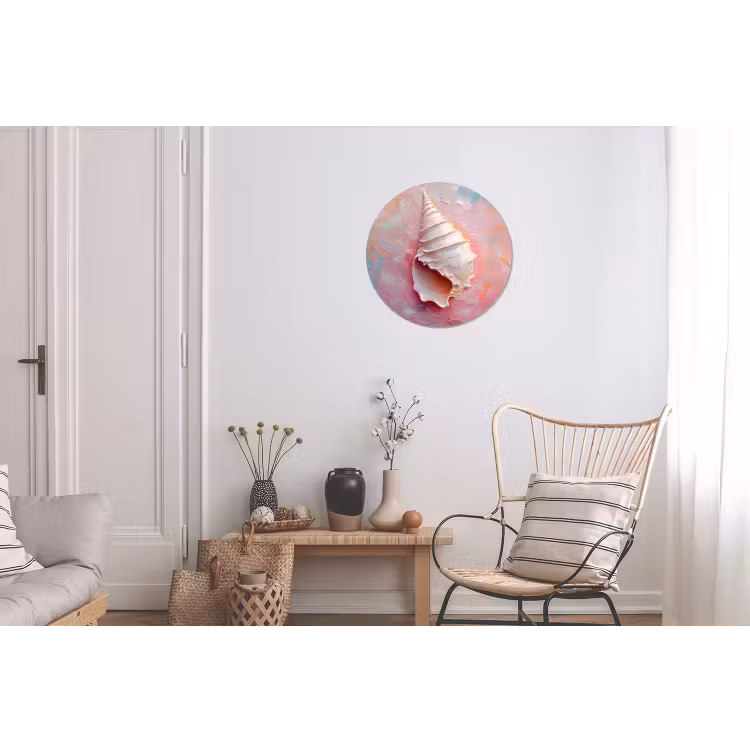Schelp - Pastel - Pink Wandcirkel aluminium klein -woonkamer