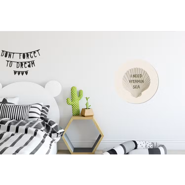Schelp - Quote - Groen Wandcirkel aluminium klein -kinderkamer