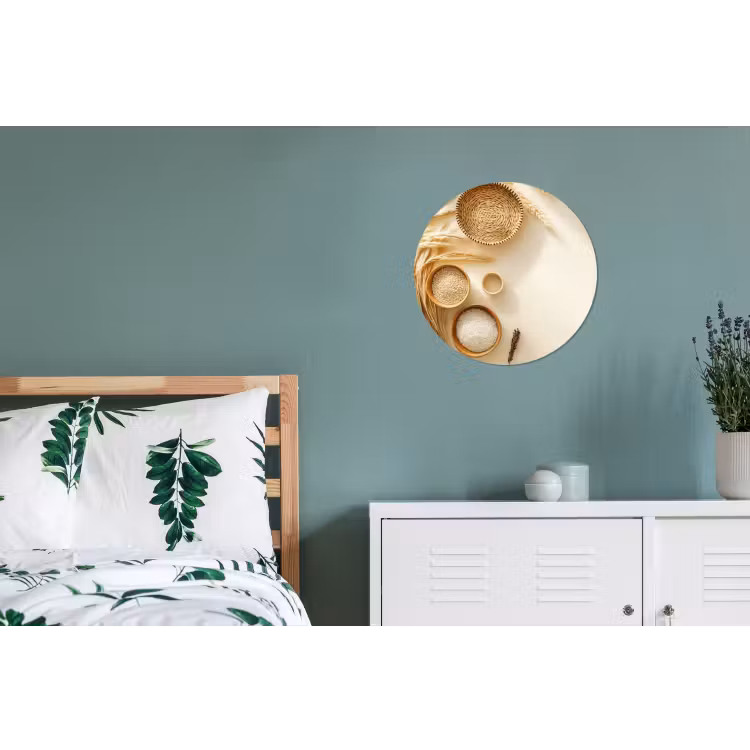 Granen - Hout - Kom - Beige Wandcirkel aluminium klein -slaapkamer