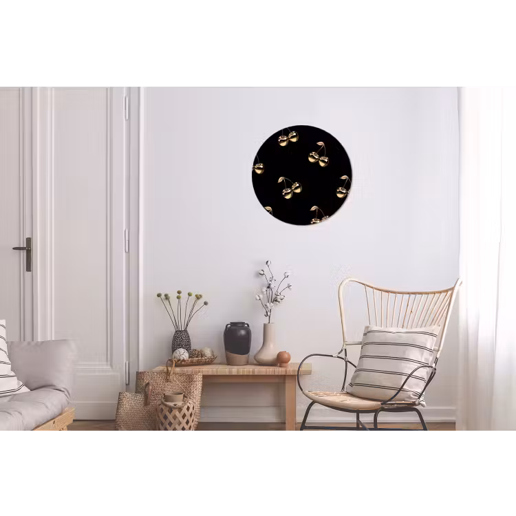 Patroon - Kersen - Goud - Chrome Wandcirkel aluminium klein -woonkamer