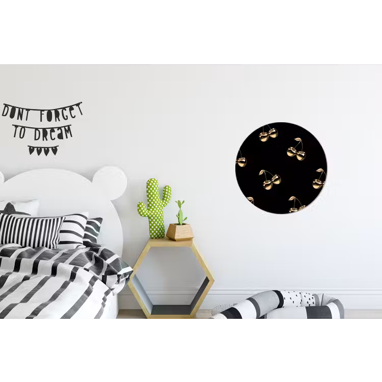Patroon - Kersen - Goud - Chrome Wandcirkel aluminium klein -kinderkamer