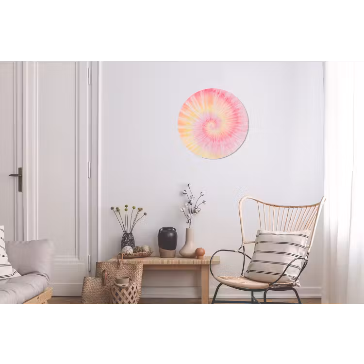 Patroon - Tie Dye - Pasteltinten - Roze Wandcirkel aluminium klein -woonkamer