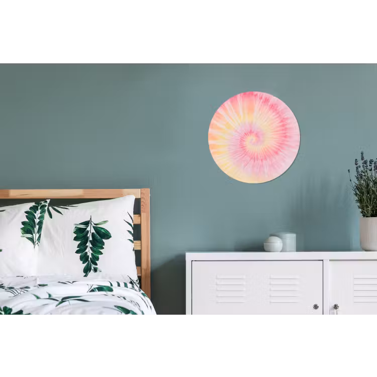 Patroon - Tie Dye - Pasteltinten - Roze Wandcirkel aluminium klein -slaapkamer