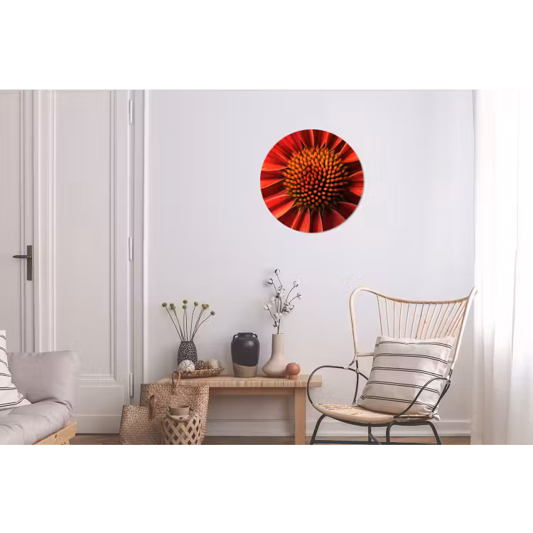 Close up - Bloem- Rood Wandcirkel aluminium klein -woonkamer