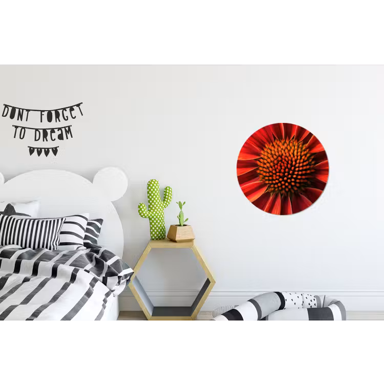 Close up - Bloem- Rood Wandcirkel aluminium klein -kinderkamer