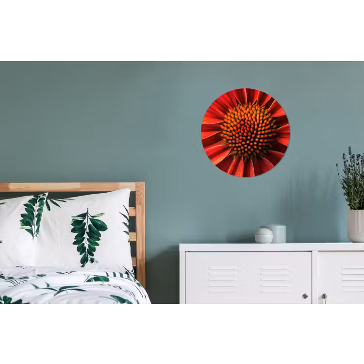 Close up - Bloem- Rood Wandcirkel aluminium klein -slaapkamer