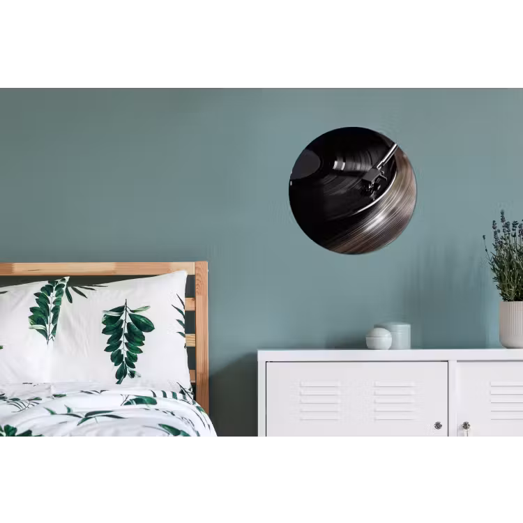 Close-up - Vinylplaat - Platenspeler - Zwart Wandcirkel aluminium klein -slaapkamer
