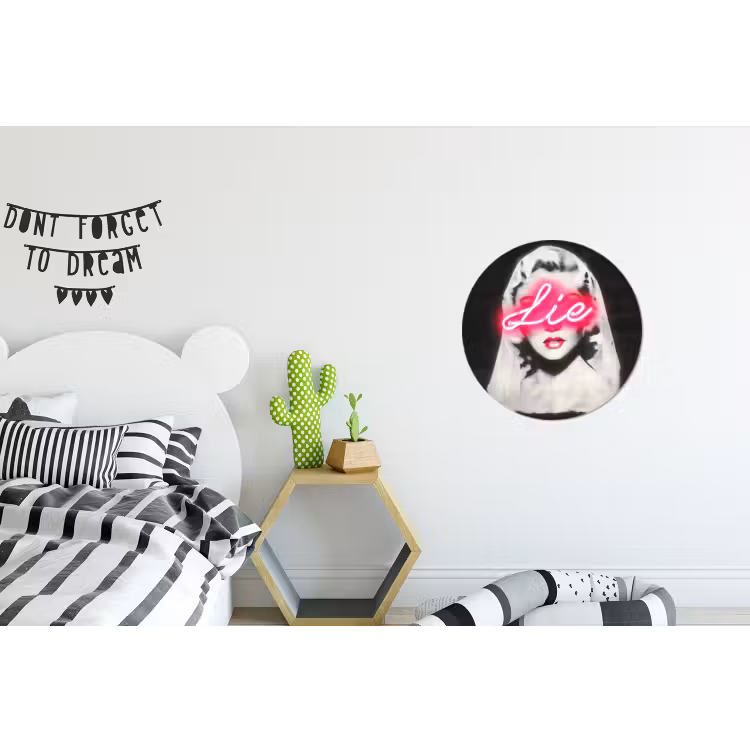 Neon - Letters - Vintage - Vrouw Wandcirkel aluminium klein -kinderkamer