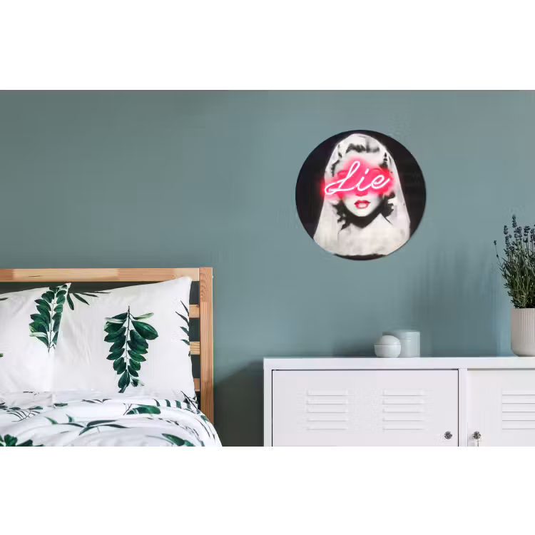 Neon - Letters - Vintage - Vrouw Wandcirkel aluminium klein -slaapkamer