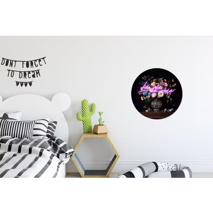 Neon - Vaas - Bloemen Wandcirkel aluminium klein -kinderkamer