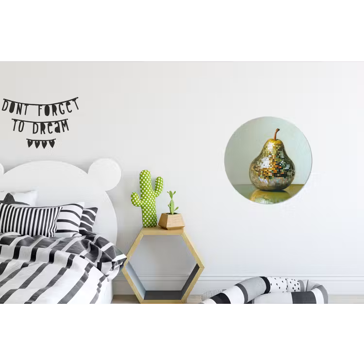 Fruit - Disco - Art - Glitter Wandcirkel aluminium klein -kinderkamer