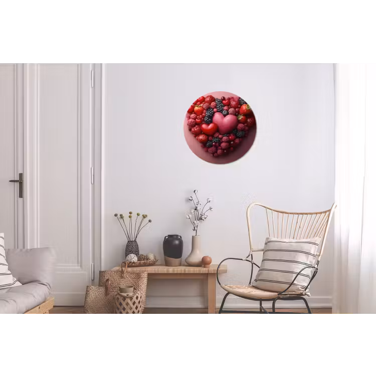 Fruit - Hartjes - Aardbeien - Frambozen - Bosbessen Wandcirkel aluminium klein -woonkamer