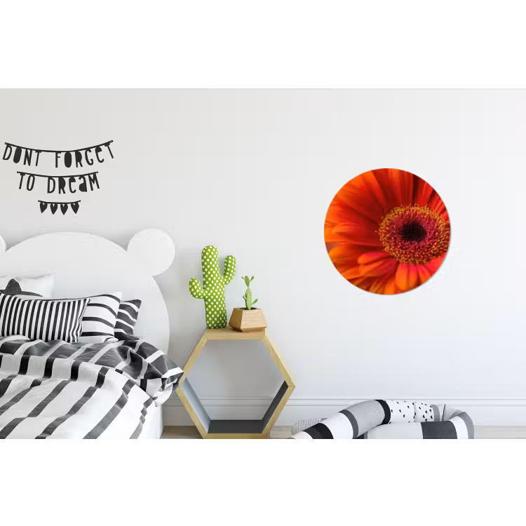 Oranje - Gerbera - Intens Wandcirkel aluminium klein -kinderkamer