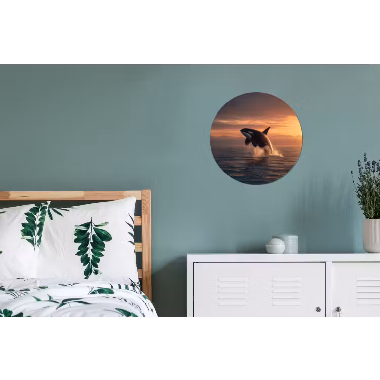 Orka - Zee - Zonsondergang Wandcirkel aluminium klein -slaapkamer