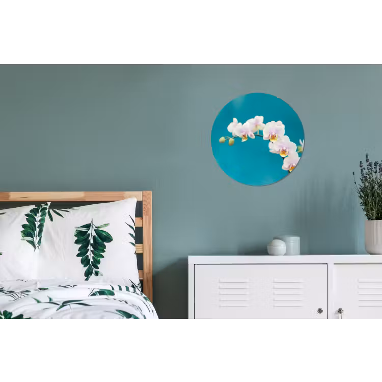 Orchidee - Bloemen - Plant - Wit - Paars Wandcirkel aluminium klein -slaapkamer