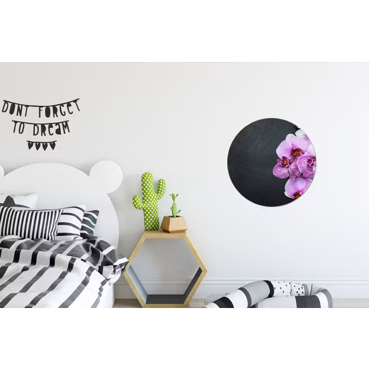 Orchidee - Bloemen - Roze - Flora Wandcirkel aluminium klein -kinderkamer