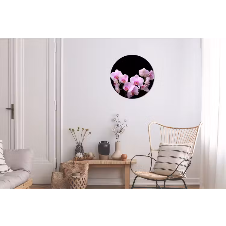 Orchidee - Bloemen - Roze - Flora Wandcirkel aluminium klein -woonkamer