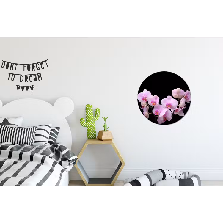 Orchidee - Bloemen - Roze - Flora Wandcirkel aluminium klein -kinderkamer
