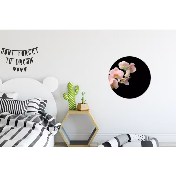 Orchidee - Bloemen - Roze - Stilleven - Flora Wandcirkel aluminium klein -kinderkamer