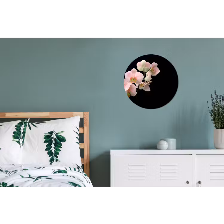 Orchidee - Bloemen - Roze - Stilleven - Flora Wandcirkel aluminium klein -slaapkamer