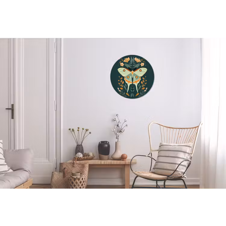 Sierlijk - Vlinder - Groen - Bladeren Wandcirkel aluminium klein -woonkamer