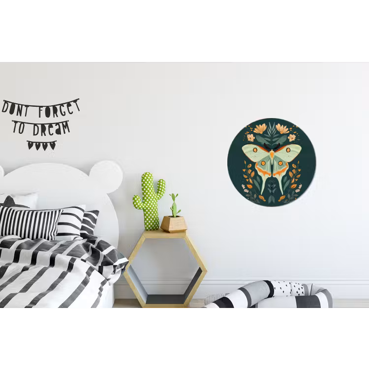 Sierlijk - Vlinder - Groen - Bladeren Wandcirkel aluminium klein -kinderkamer