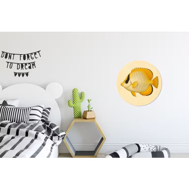 Ovaal - Vis - Geel - Schubben Wandcirkel aluminium klein -kinderkamer