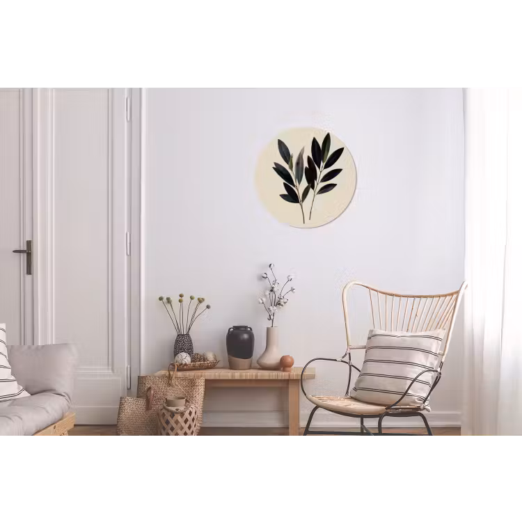 Ovaalvormige bladeren - Diep groen - Symmetrisch Wandcirkel aluminium klein -woonkamer