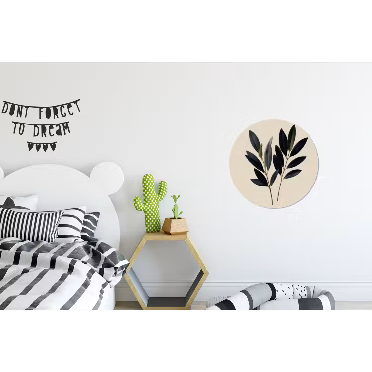 Ovaalvormige bladeren - Diep groen - Symmetrisch Wandcirkel aluminium klein -kinderkamer